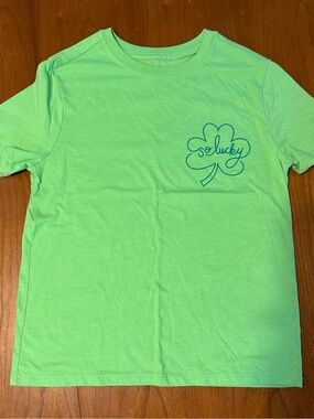 Cat & Jack Bright Lime Green Shamrock 'So Lucky' Tee